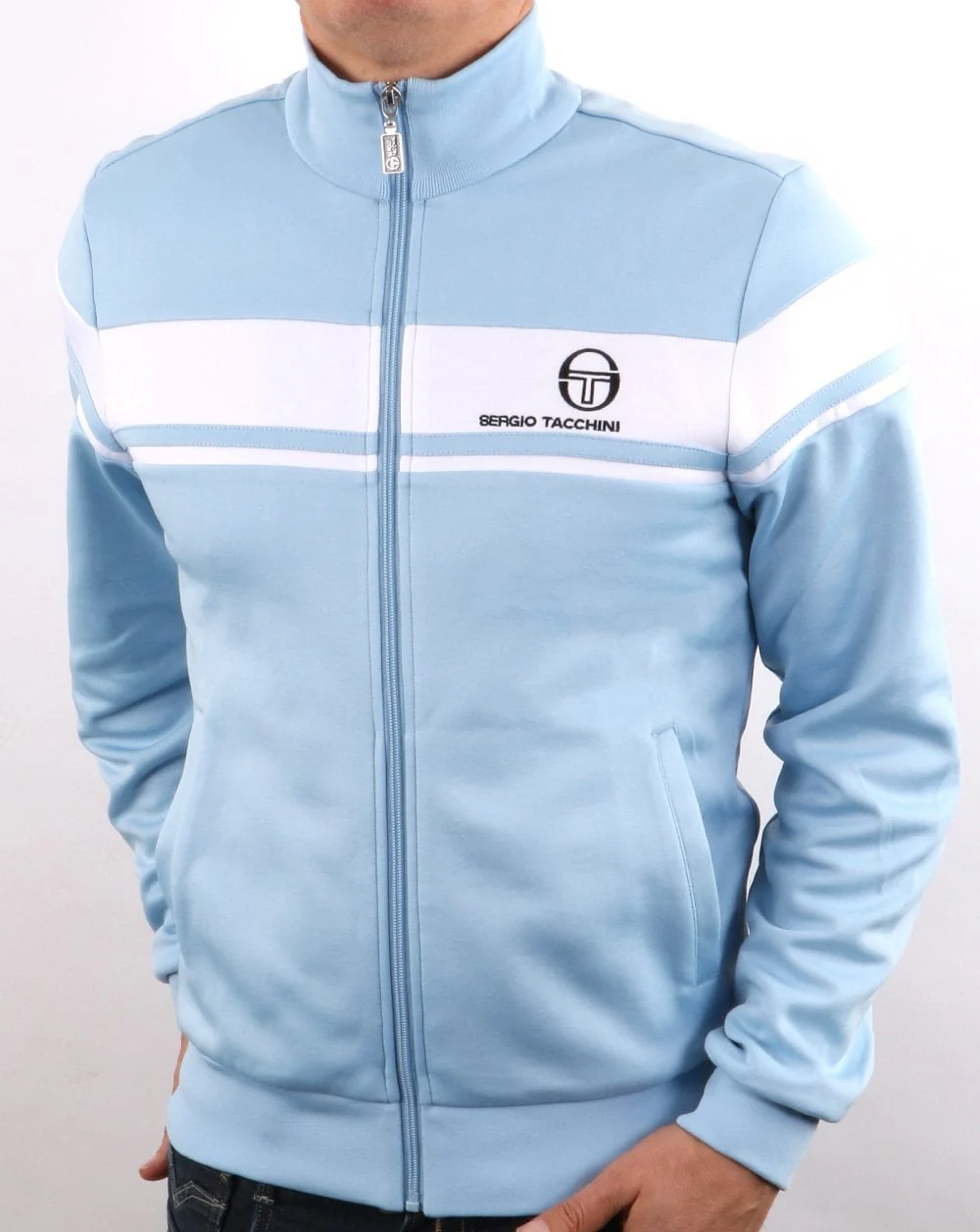 Sergio Tacchini Masters Track Top Sky Blue/White - Image 4