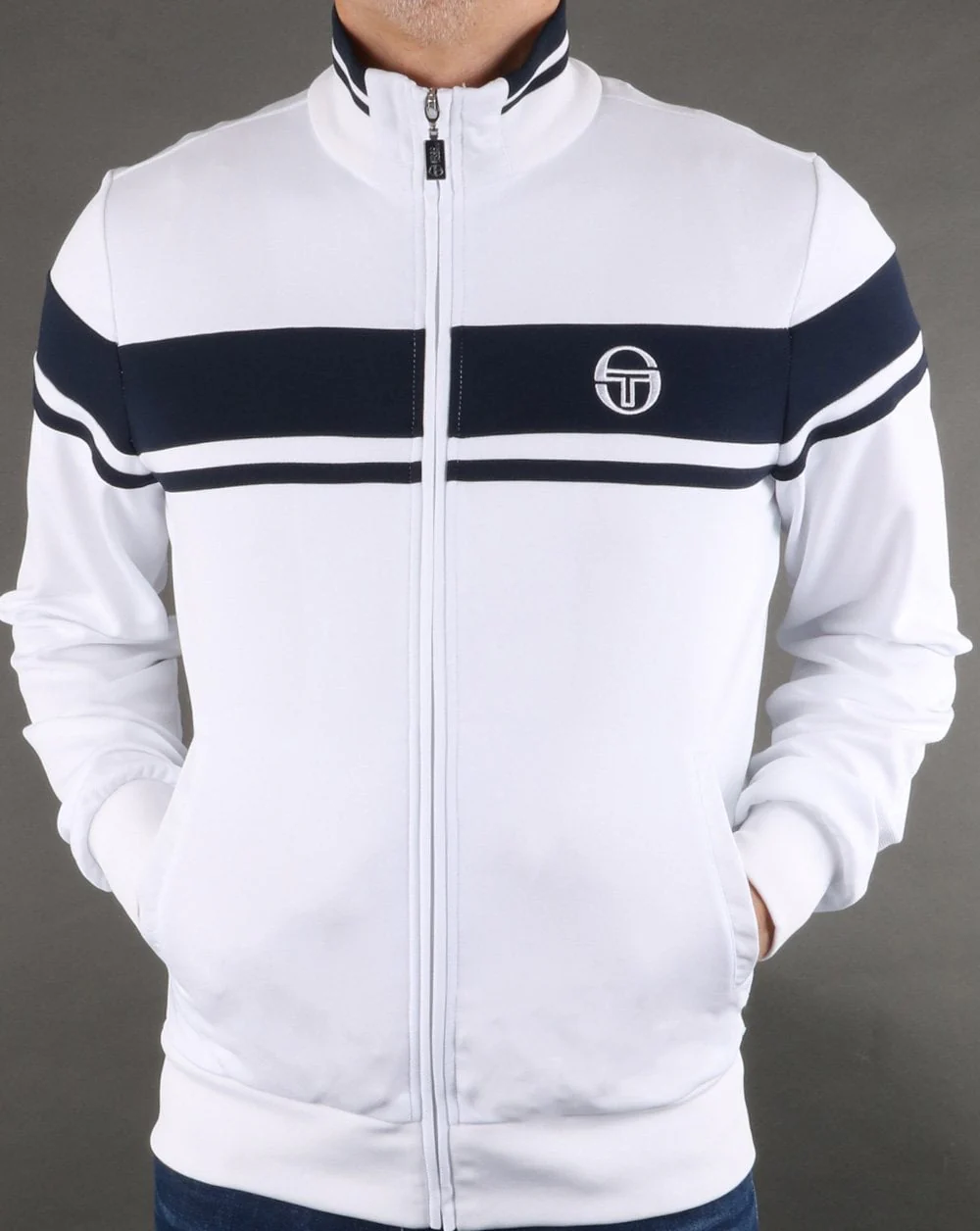 Sergio Tacchini Masters Track Top White/Navy - Image 3