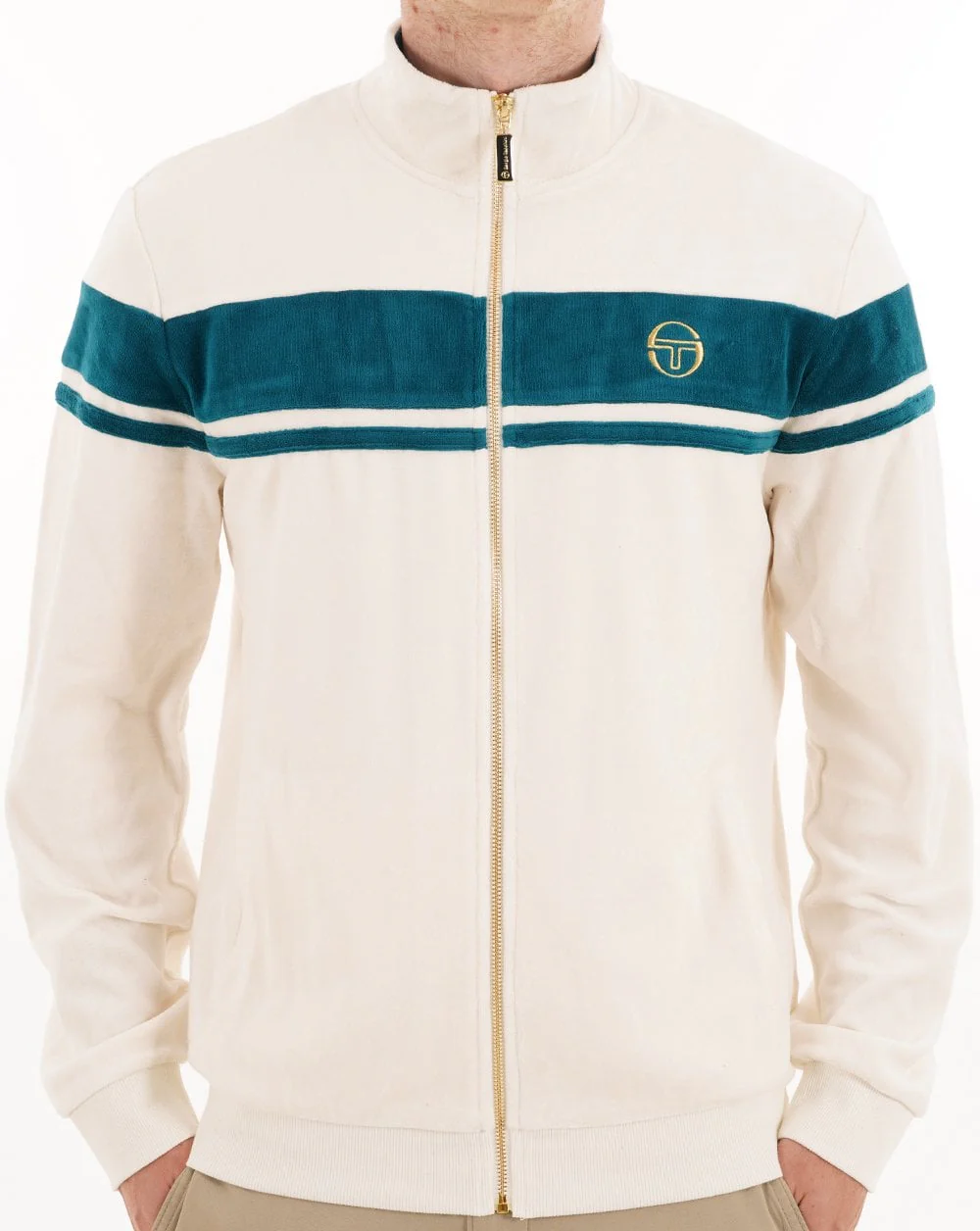 Sergio Tacchini Masters Velour Track Top Gardenia / Teal