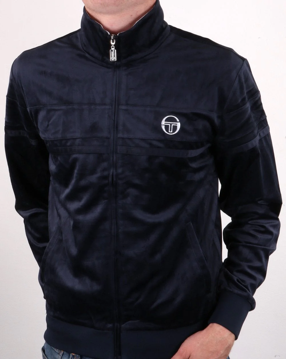 Sergio Tacchini Masters Velour Track Top Navy/white - Image 2