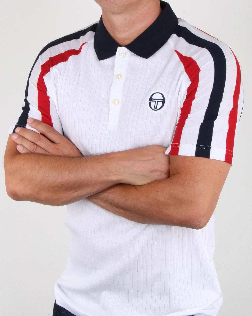 Sergio Tacchini Mcenroe Blow Polo Shirt White/navy/red - Image 3