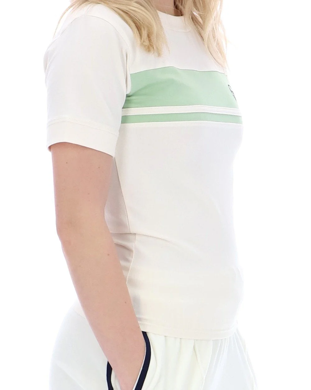 Sergio Tacchini Miss Masters Fitted Tee Gardenia/Green - Image 3