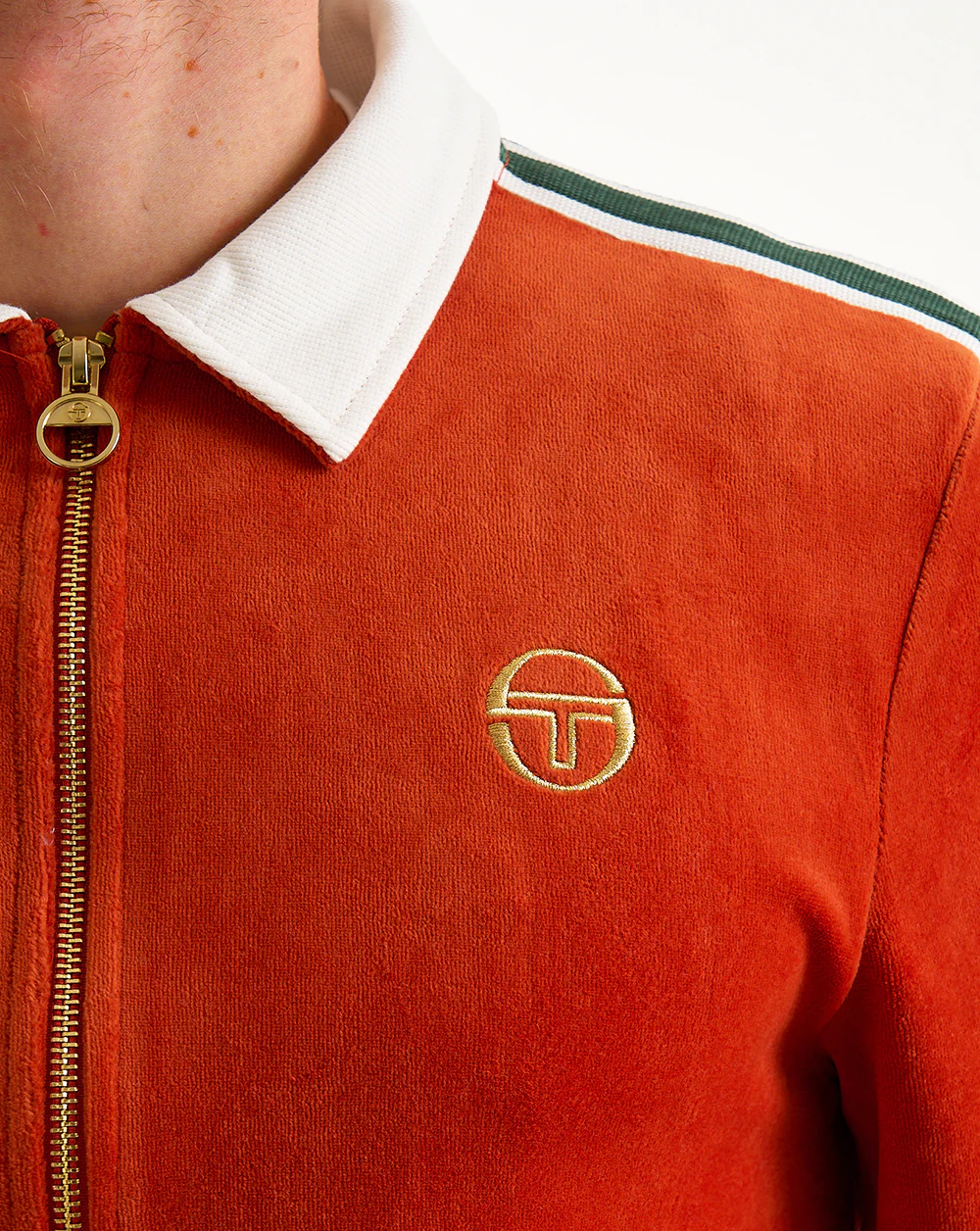 Sergio Tacchini Monte Velour Track Top Burnt Orange/Gardenia - Image 5