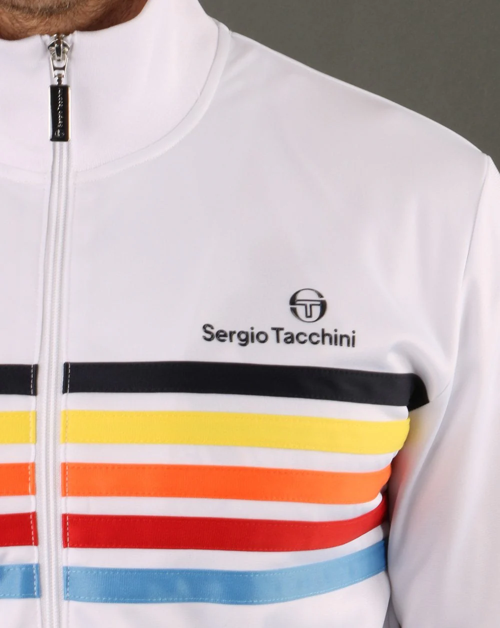 Sergio Tacchini Multi Stripe Track Top White - Image 3