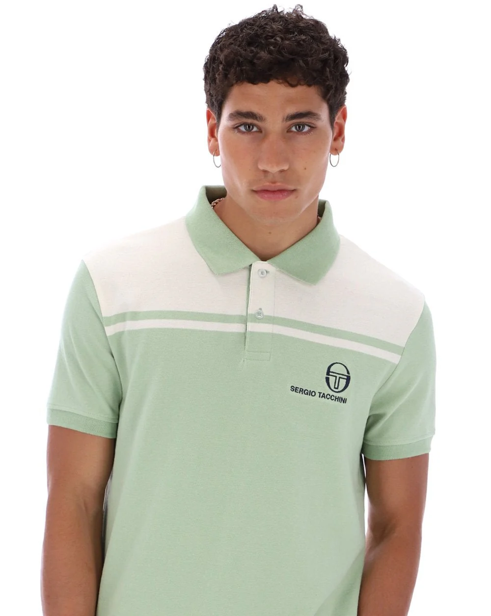 Sergio Tacchini New Young Line Polo Shirt Green/Gardenia - Image 3