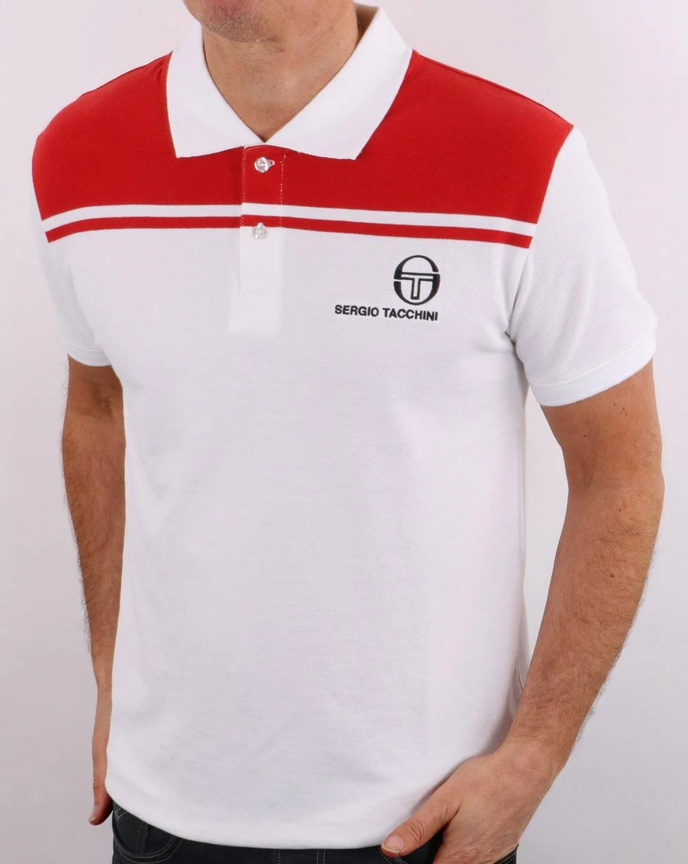 Sergio Tacchini New Young Line Polo Shirt White/Red - Image 2