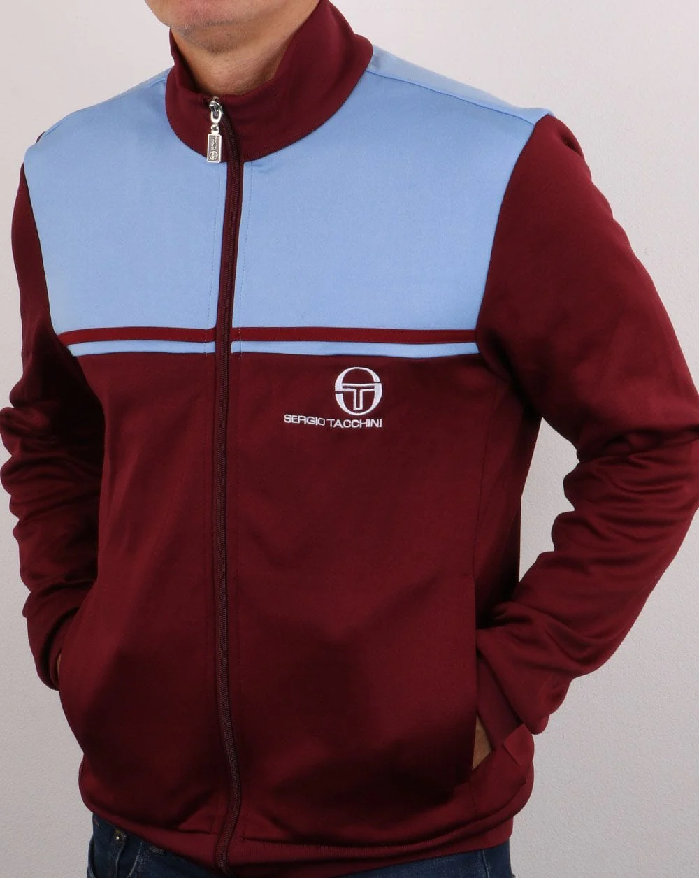 Sergio Tacchini New Young Line Track Top Claret/sky Blue - Image 2