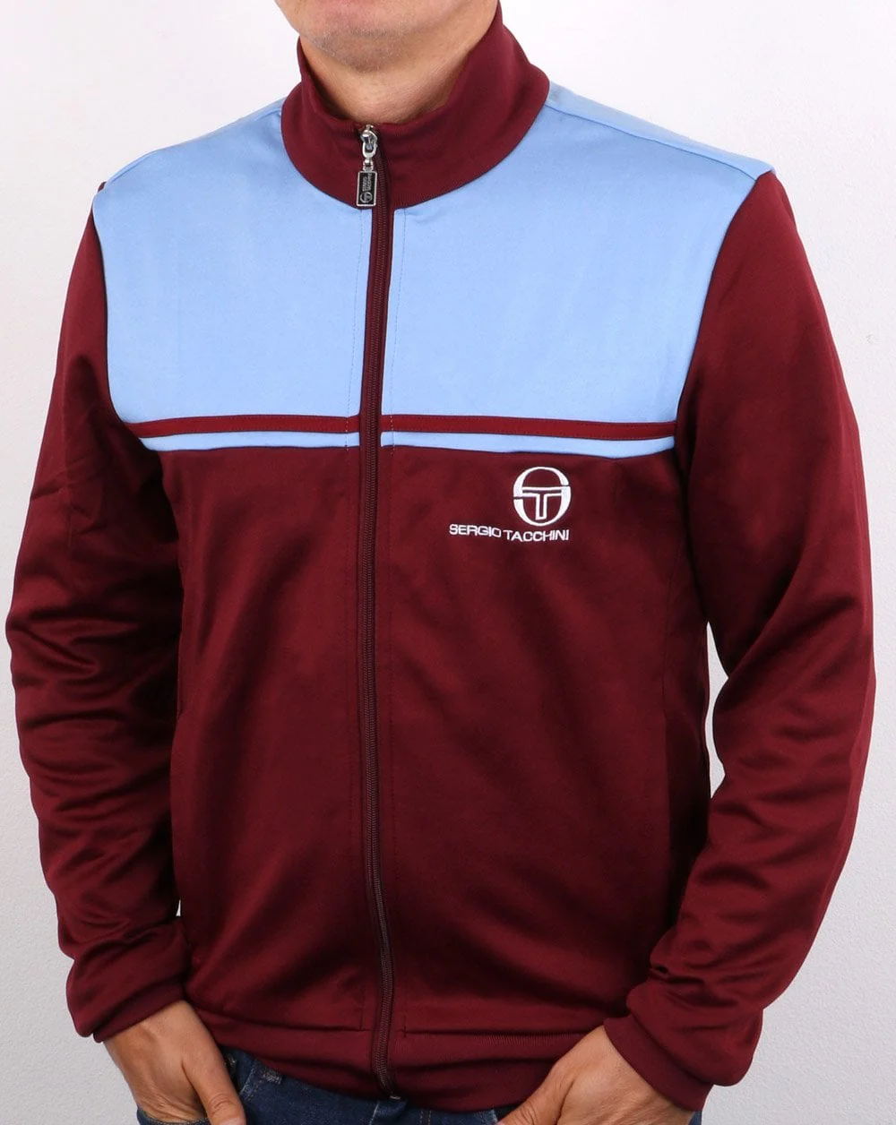 Sergio Tacchini New Young Line Track Top Claret/sky Blue - Image 3