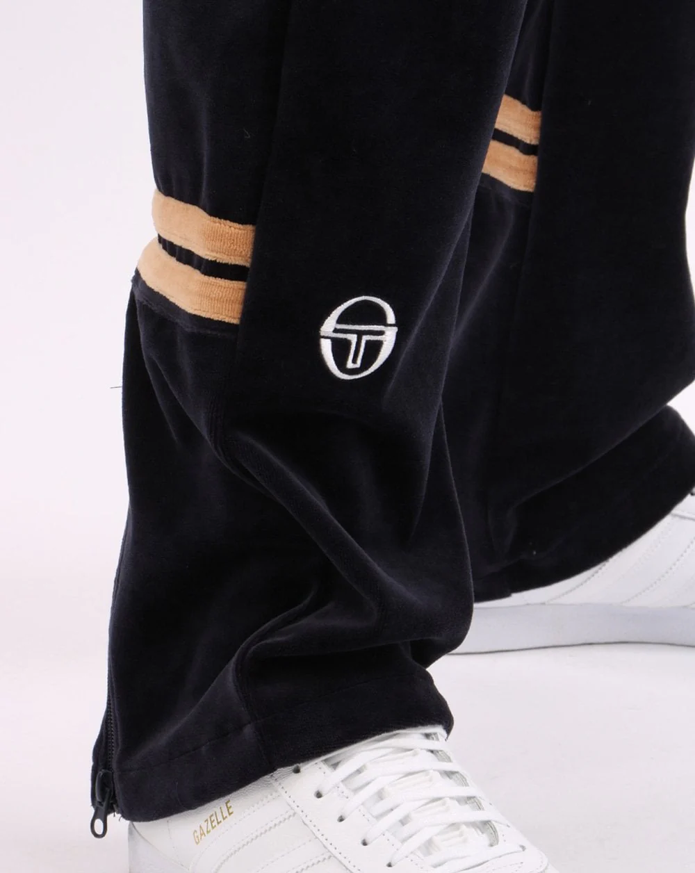 Sergio Tacchini Orion Velour Track Pants Navy/Tan - Image 2