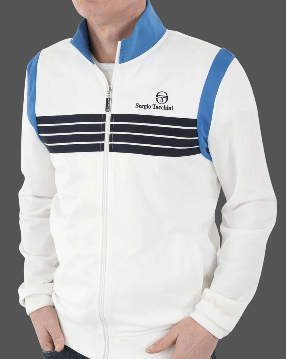 Sergio Tacchini Orlando Track Top White/Blue/Navy - Image 3