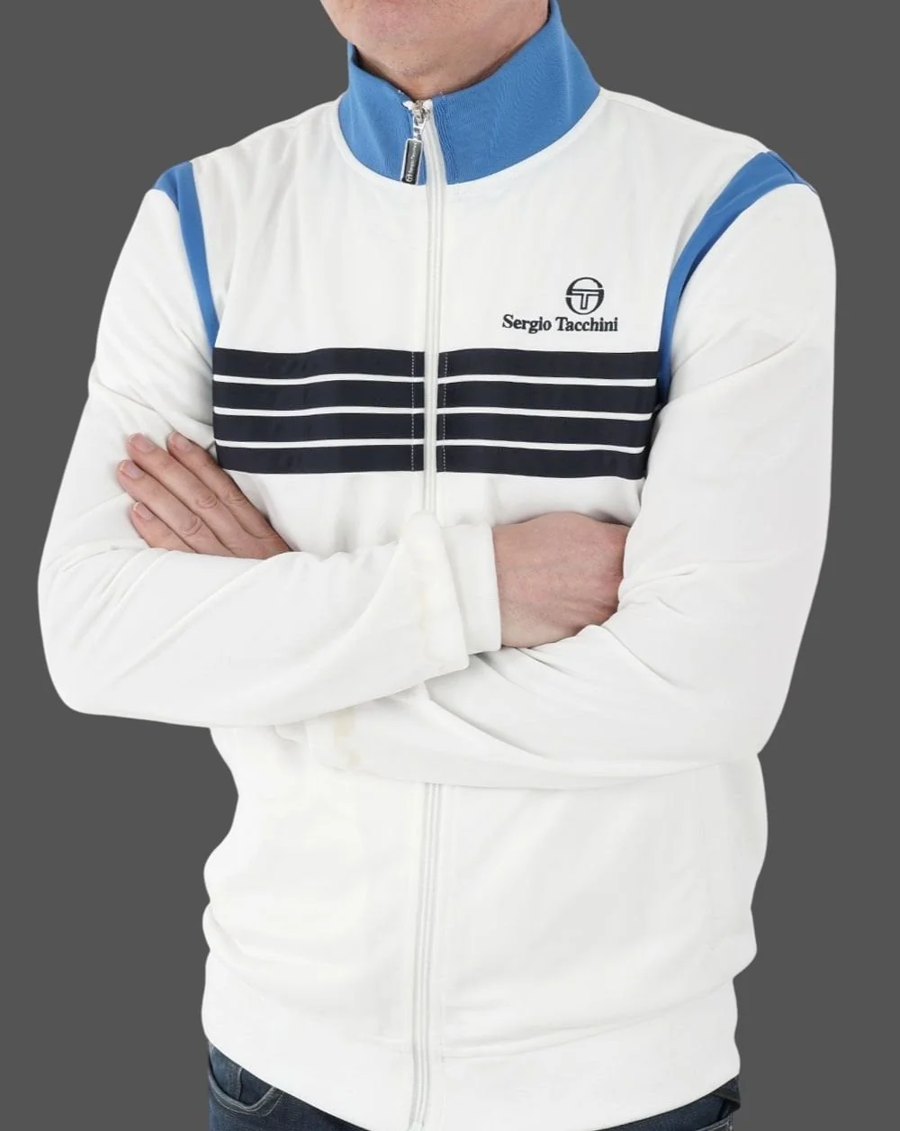Sergio Tacchini Orlando Track Top White/Blue/Navy - Image 4