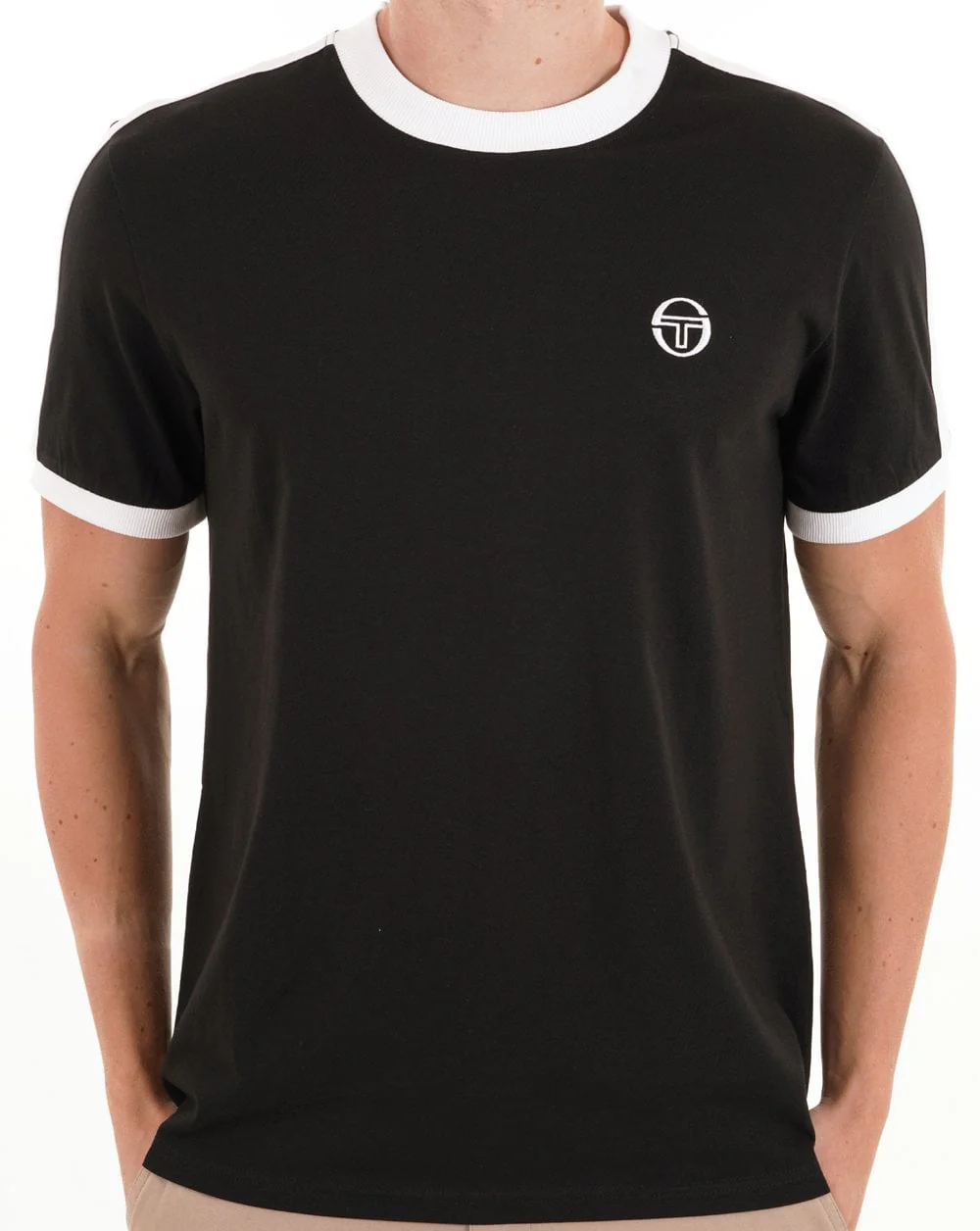Sergio Tacchini Retro Ace T Shirt Black White - Image 3