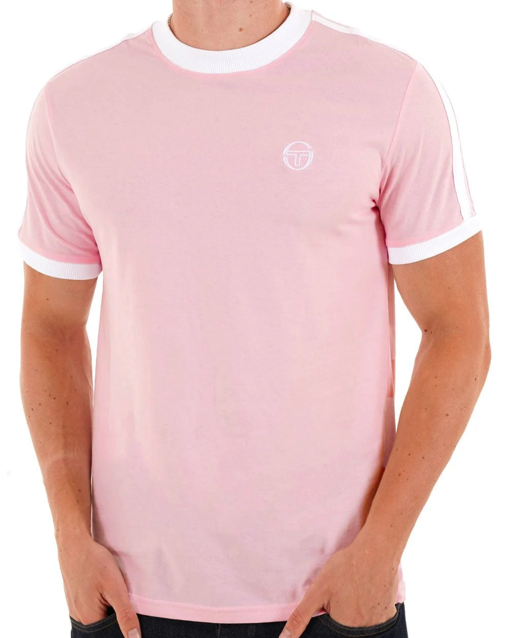 Sergio Tacchini Retro Ace T Shirt Pink White - Image 2