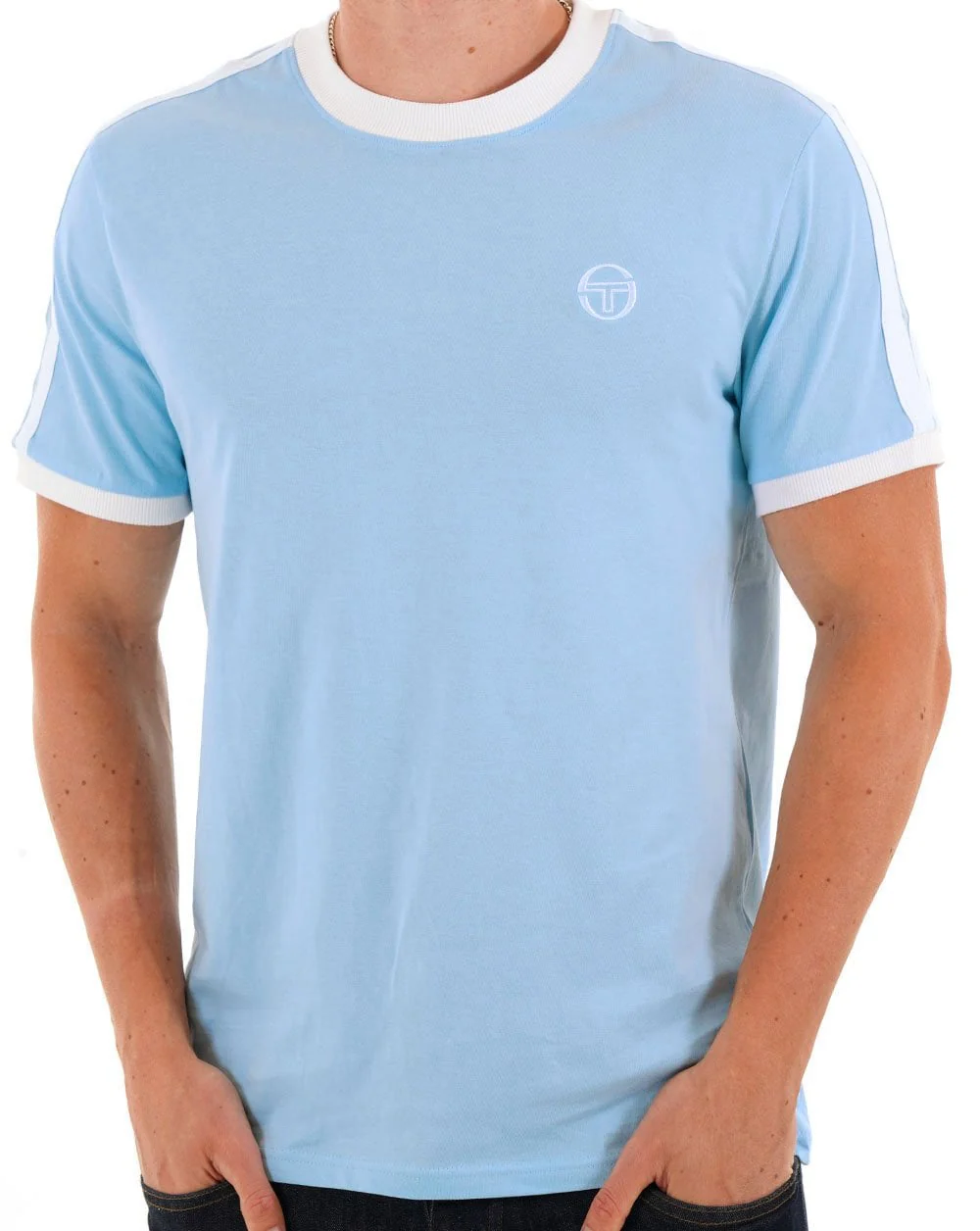 Sergio Tacchini Retro Ace T Shirt Sky Blue / White - Image 2