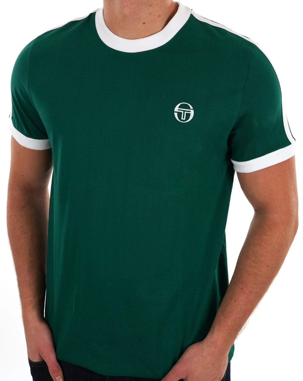 Sergio Tacchini Retro T Shirt Green/White - Image 2