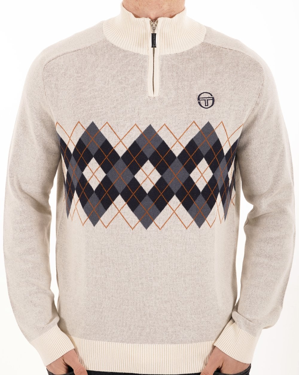 Sergio Tacchini 1/4 Zip Diamond Knit Gardenia - Image 5
