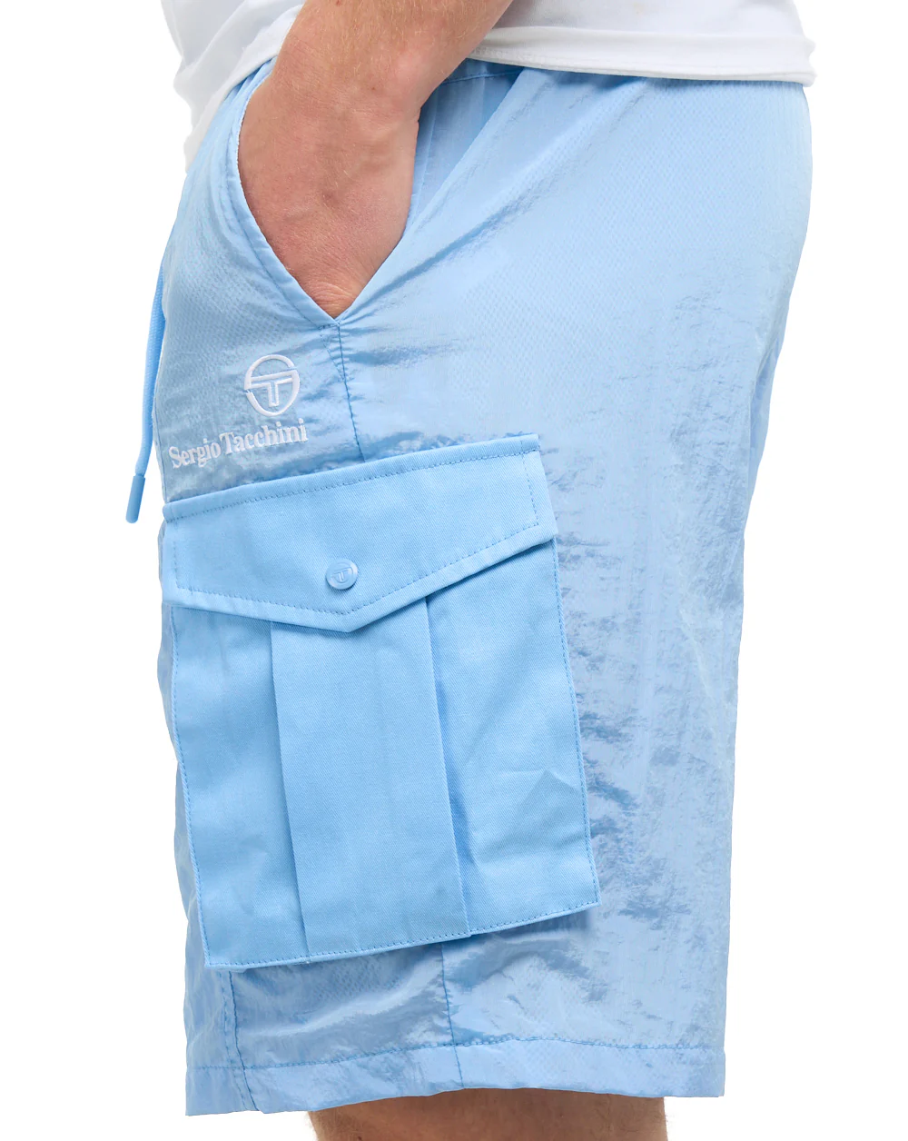 Sergio Tacchini Santino Cargo Shorts Sky Blue/White - Image 3
