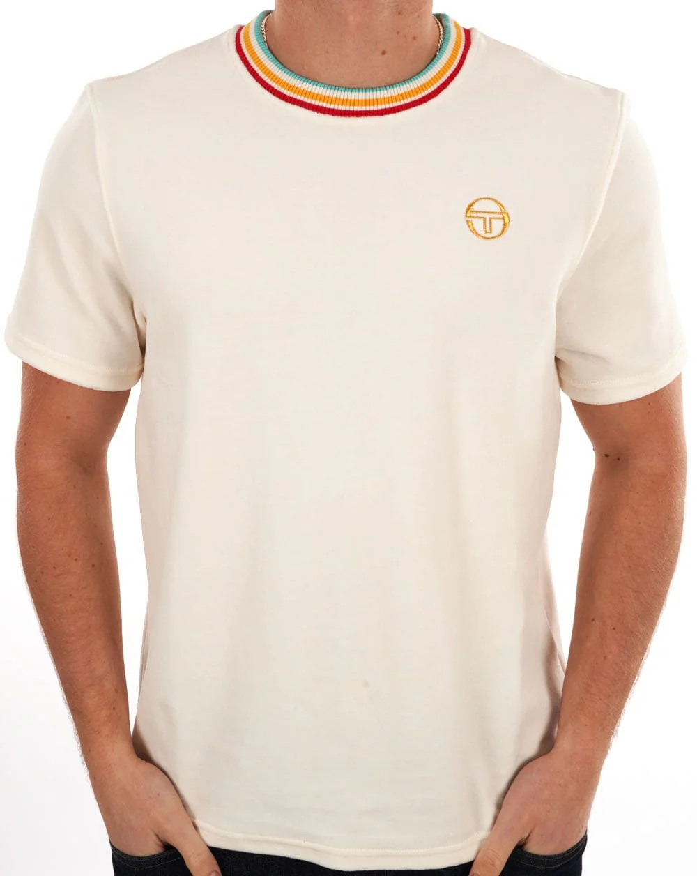 Sergio Tacchini Slice Velour T Shirt Gardenia