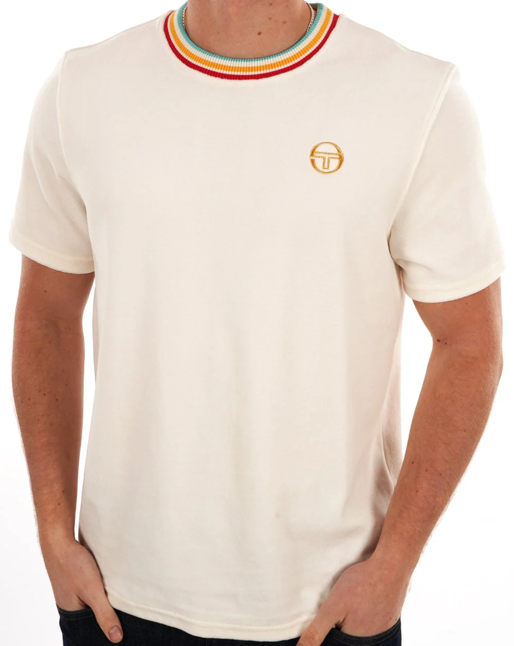 Sergio Tacchini Slice Velour T Shirt Gardenia - Image 3