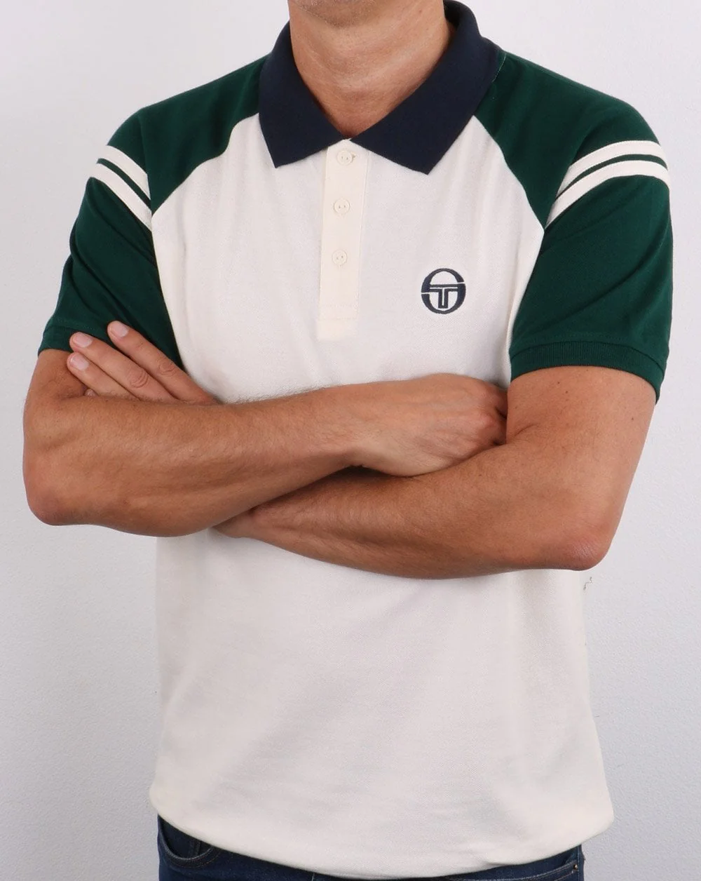 Sergio Tacchini Sonny Polo Shirt Cream/Dark Green - Image 4