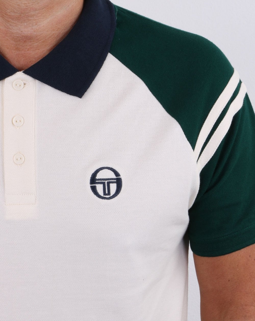 Sergio Tacchini Sonny Polo Shirt Cream/Dark Green - Image 5