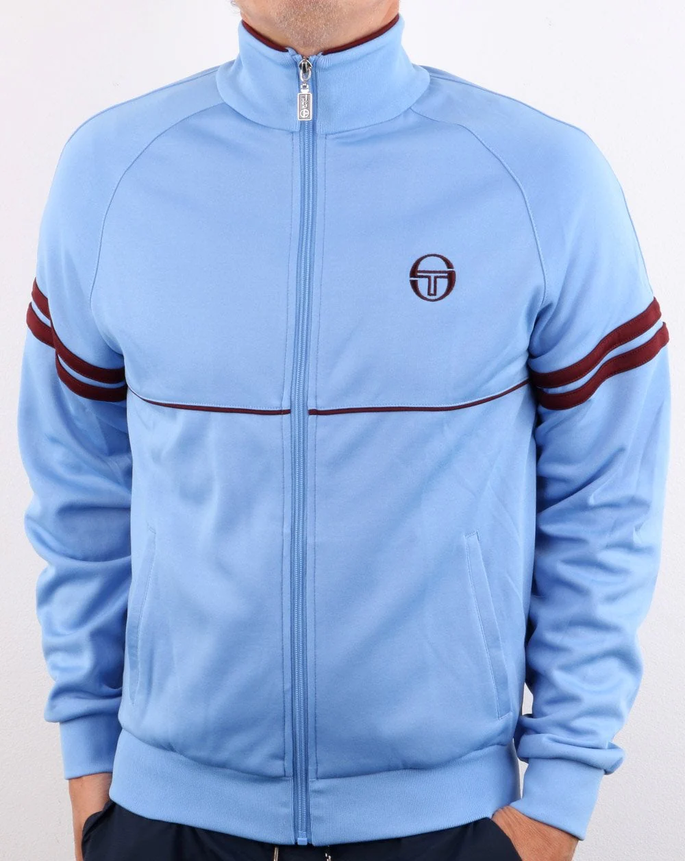Sergio Tacchini Star Track Top Sky Blue/Burgundy - Image 2
