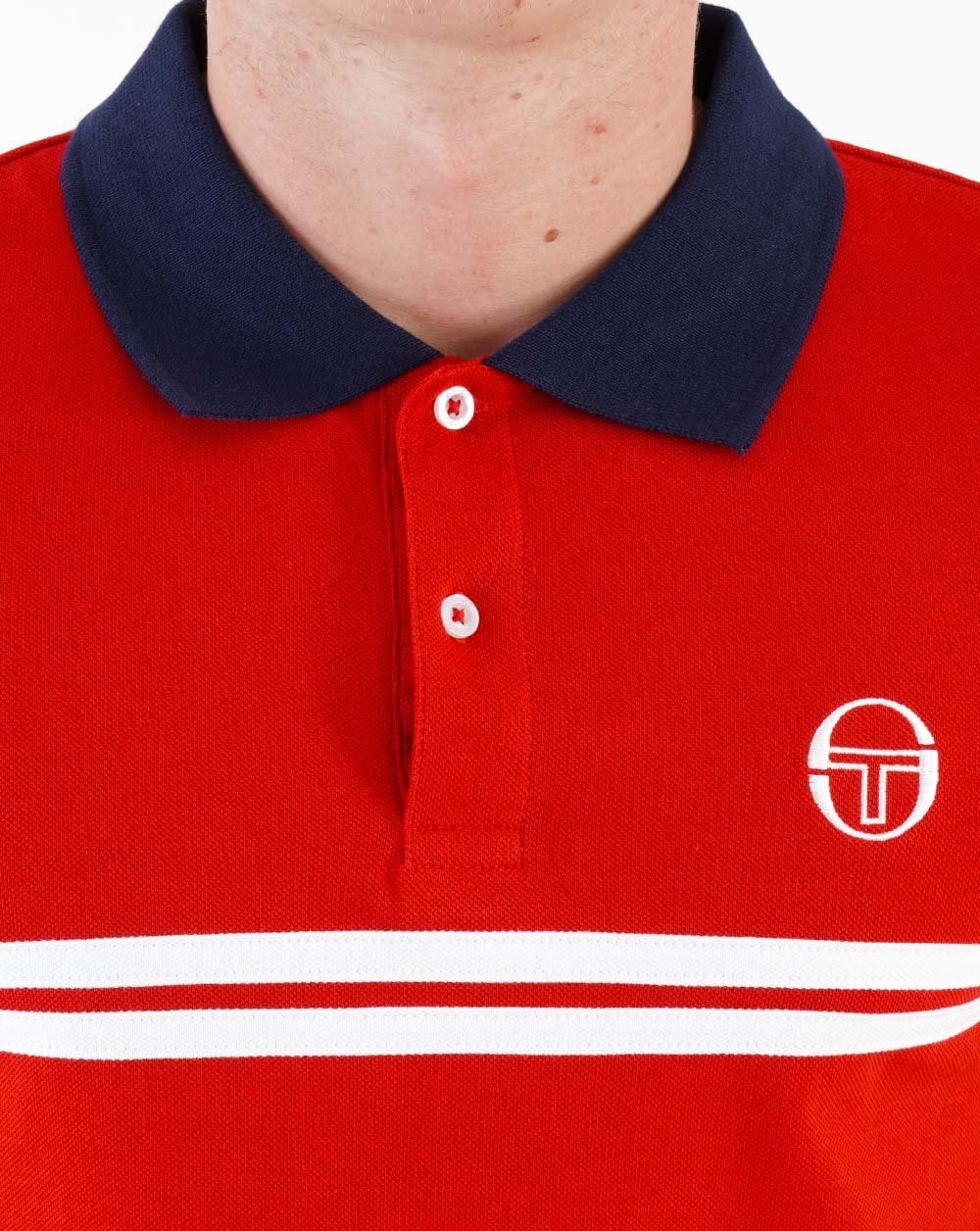 Sergio Tacchini Supermac Polo Shirt Dark Red/White - Image 2