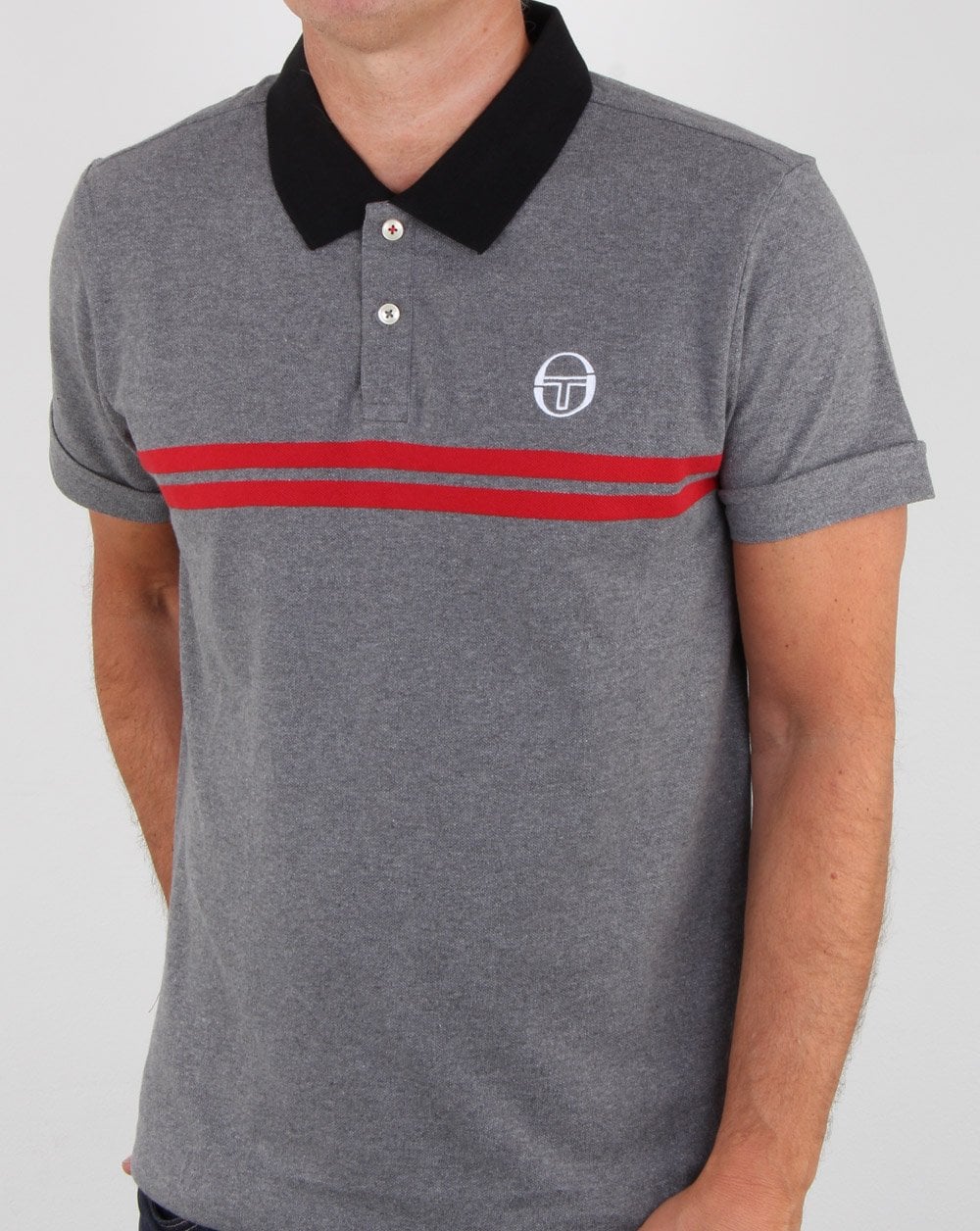 Sergio Tacchini Supermac Polo Shirt Grey Melange - Image 4
