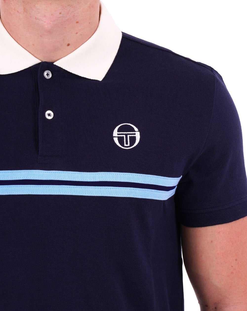 Sergio Tacchini Supermac Polo Shirt Navy Blue/Sky - Image 3