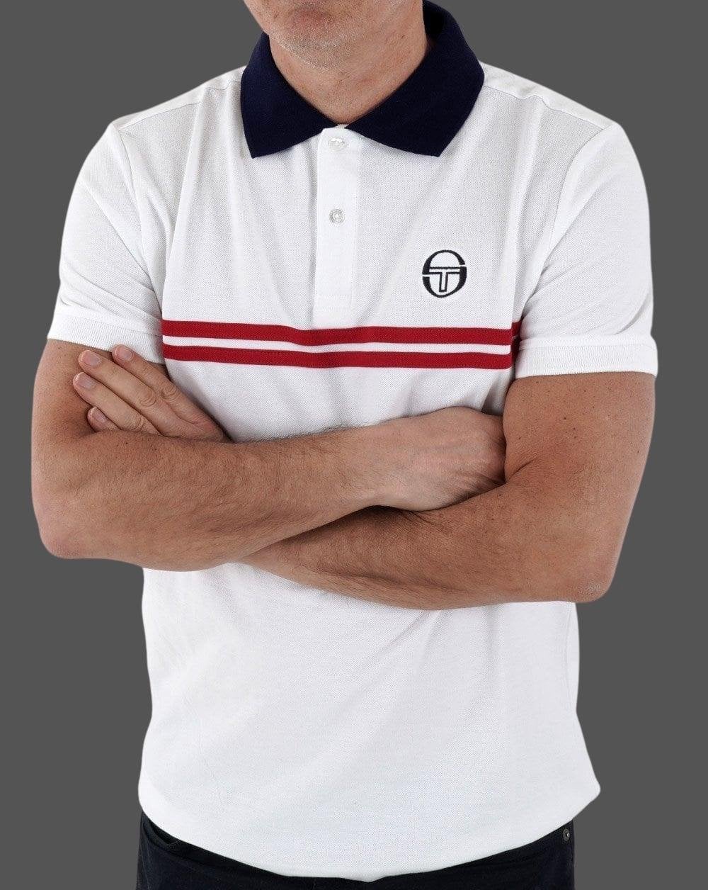 Sergio Tacchini Supermac Polo Shirt White/Dark Red - Image 2