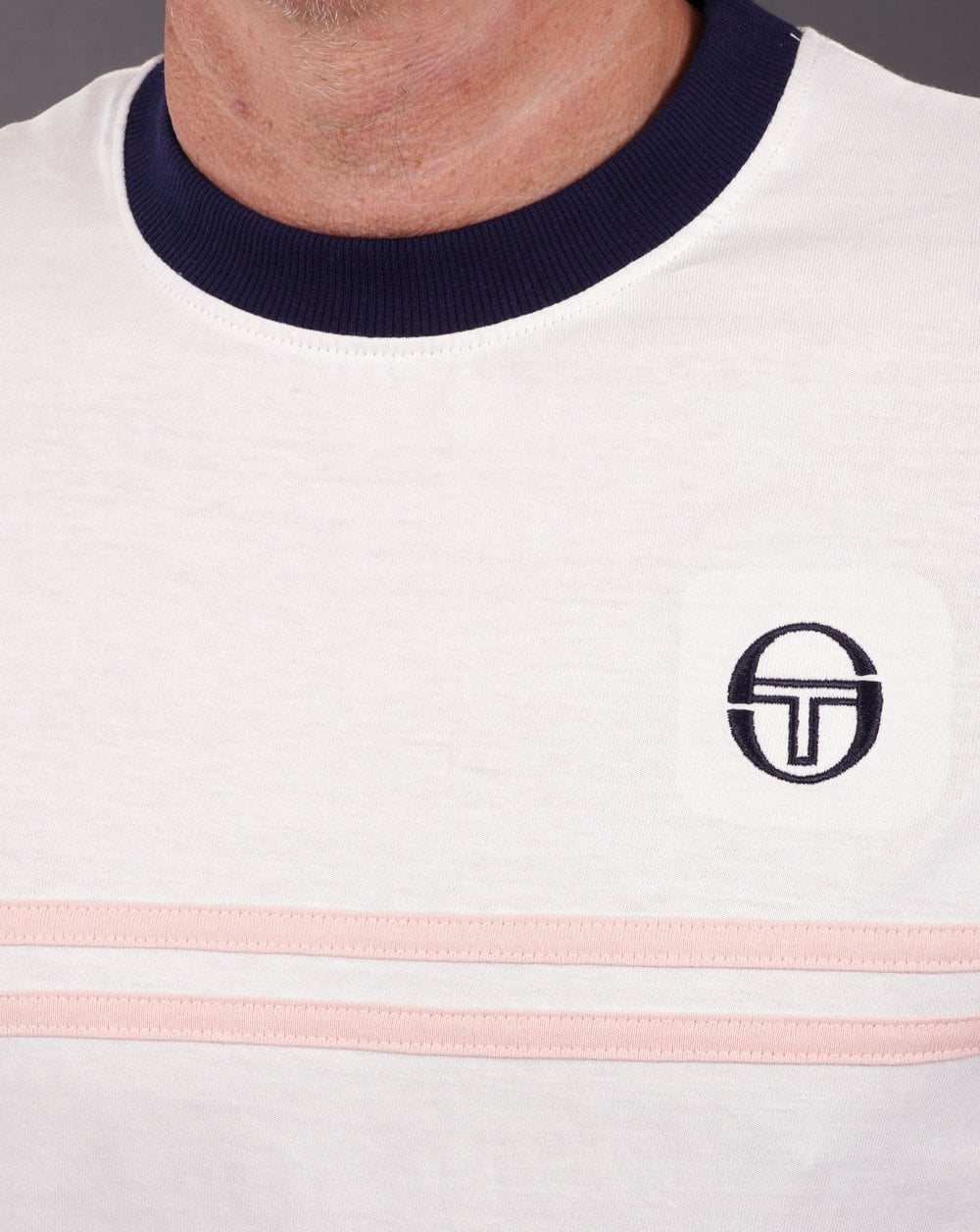 Sergio Tacchini Supermac T Shirt Gardenia/Pink/Navy - Image 2