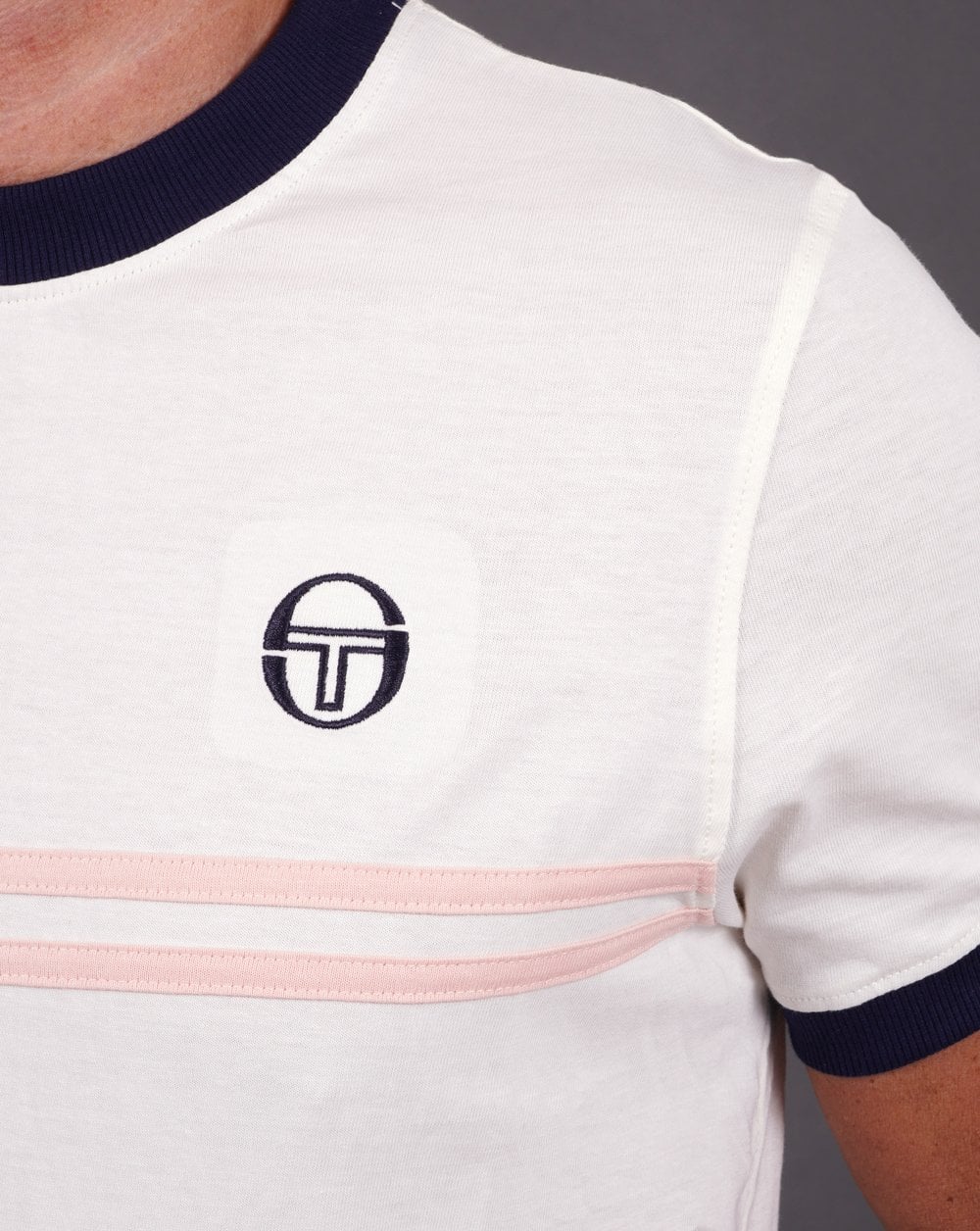 Sergio Tacchini Supermac T Shirt Gardenia/Pink/Navy - Image 3