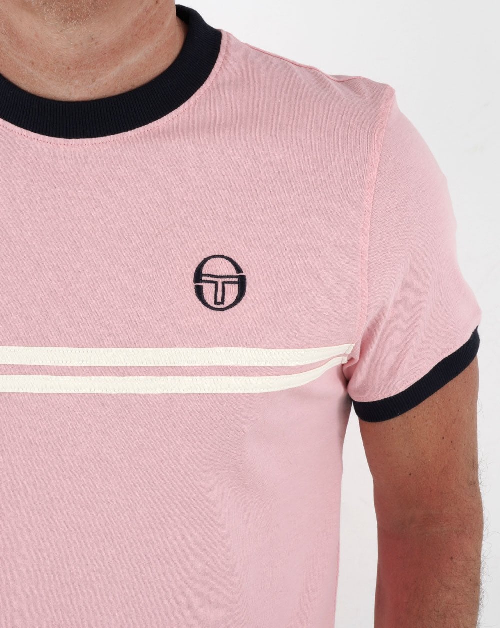 Sergio Tacchini Supermac T Shirt Pink/Navy - Image 2