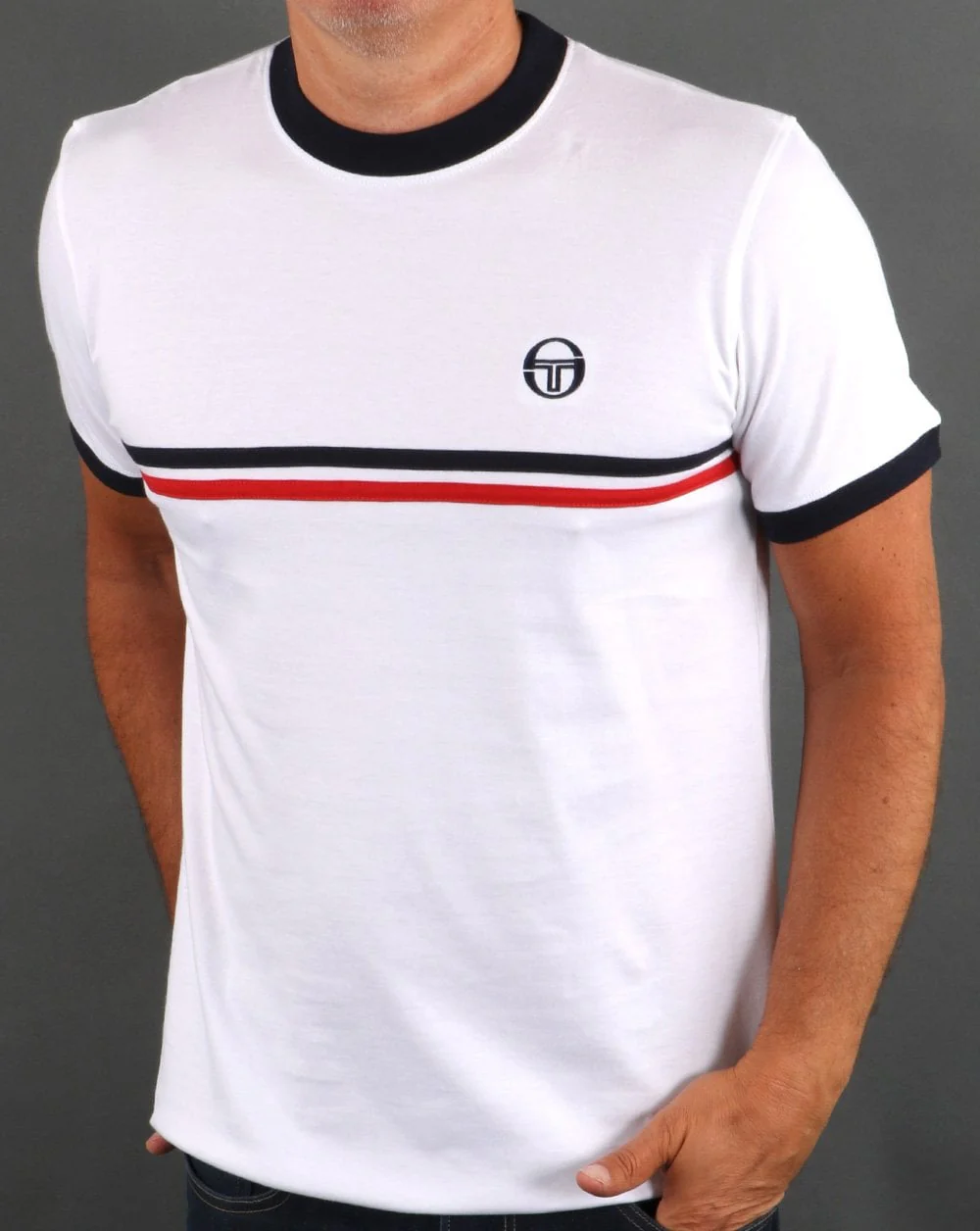 Sergio Tacchini Supermac T Shirt White/Red - Image 2