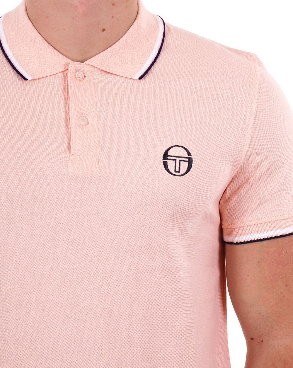 Sergio Tacchini Tipped Polo Shirt Pink/White - Image 2