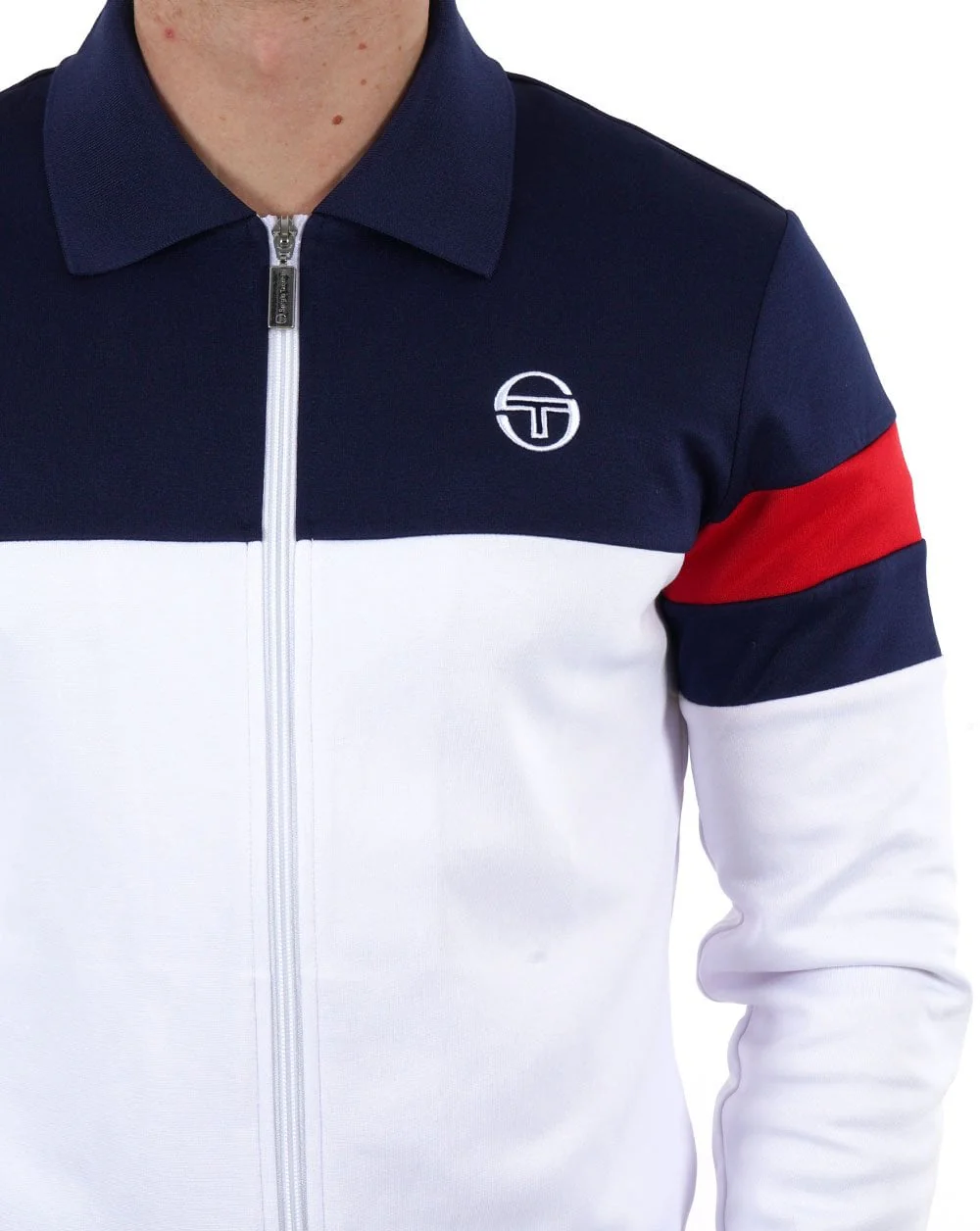 Sergio Tacchini Tomme Track Top White/Navy Blue - Image 2