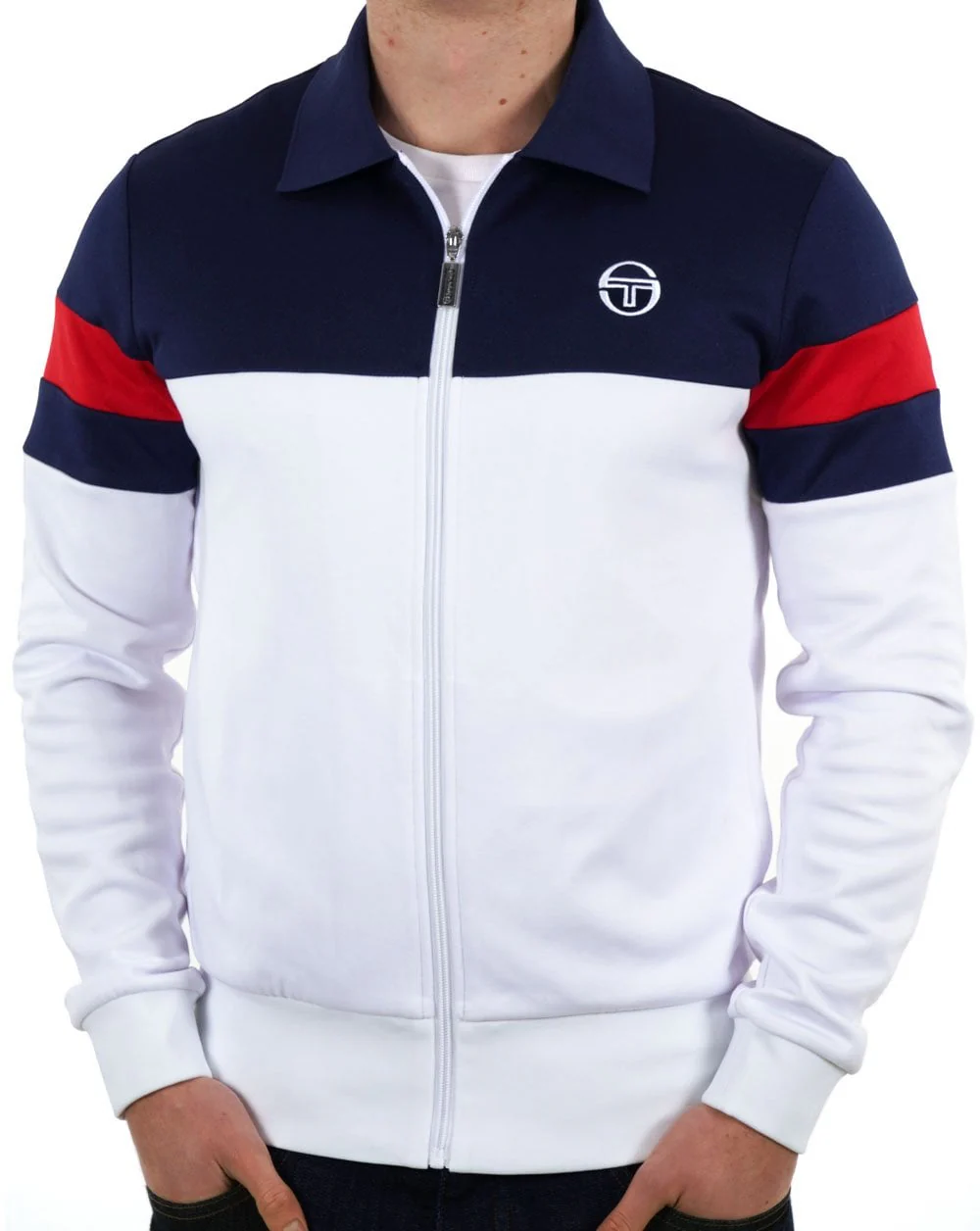 Sergio Tacchini Tomme Track Top White/Navy Blue - Image 3