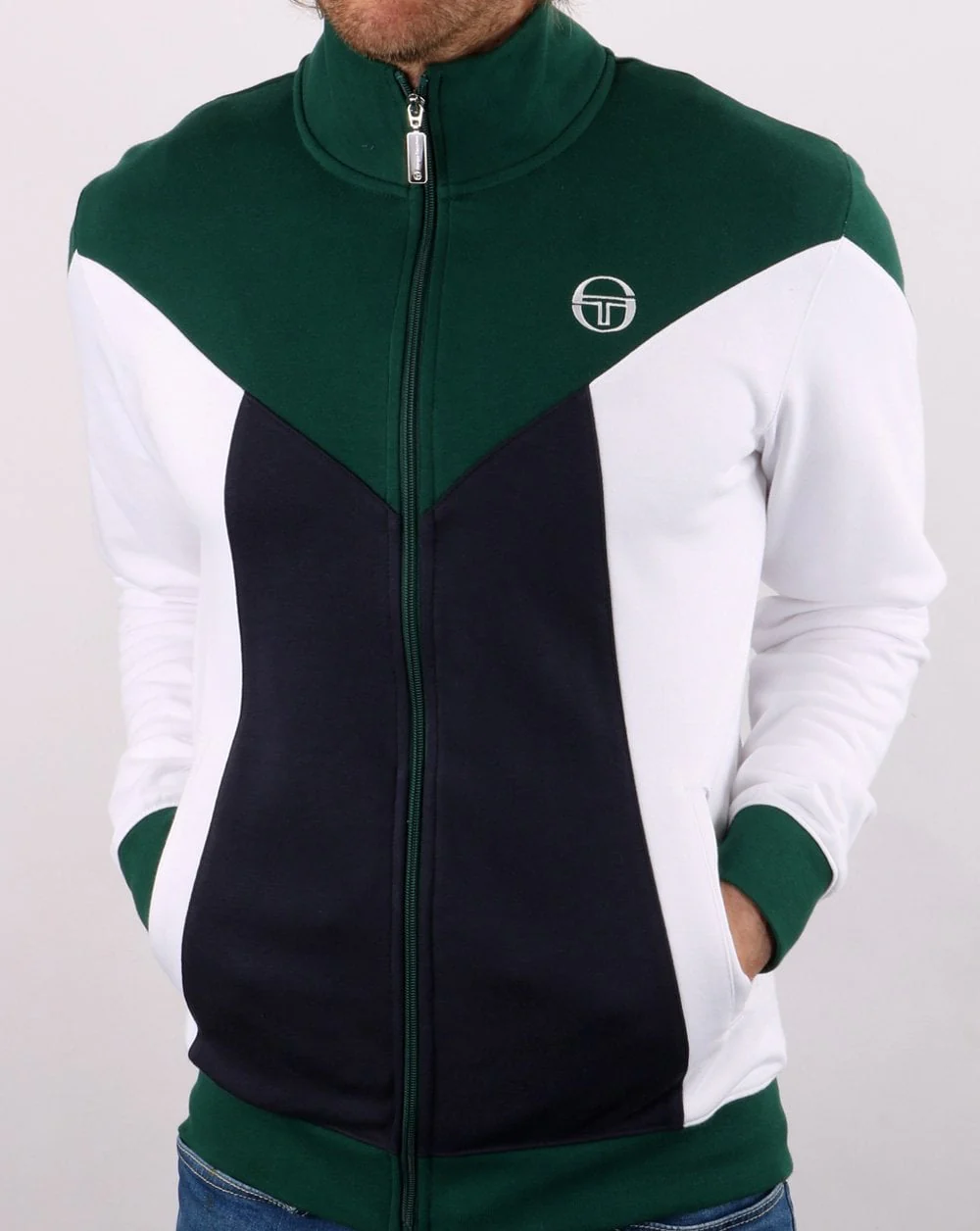 Sergio Tacchini Vero Track Top Green / White / Navy - Image 2