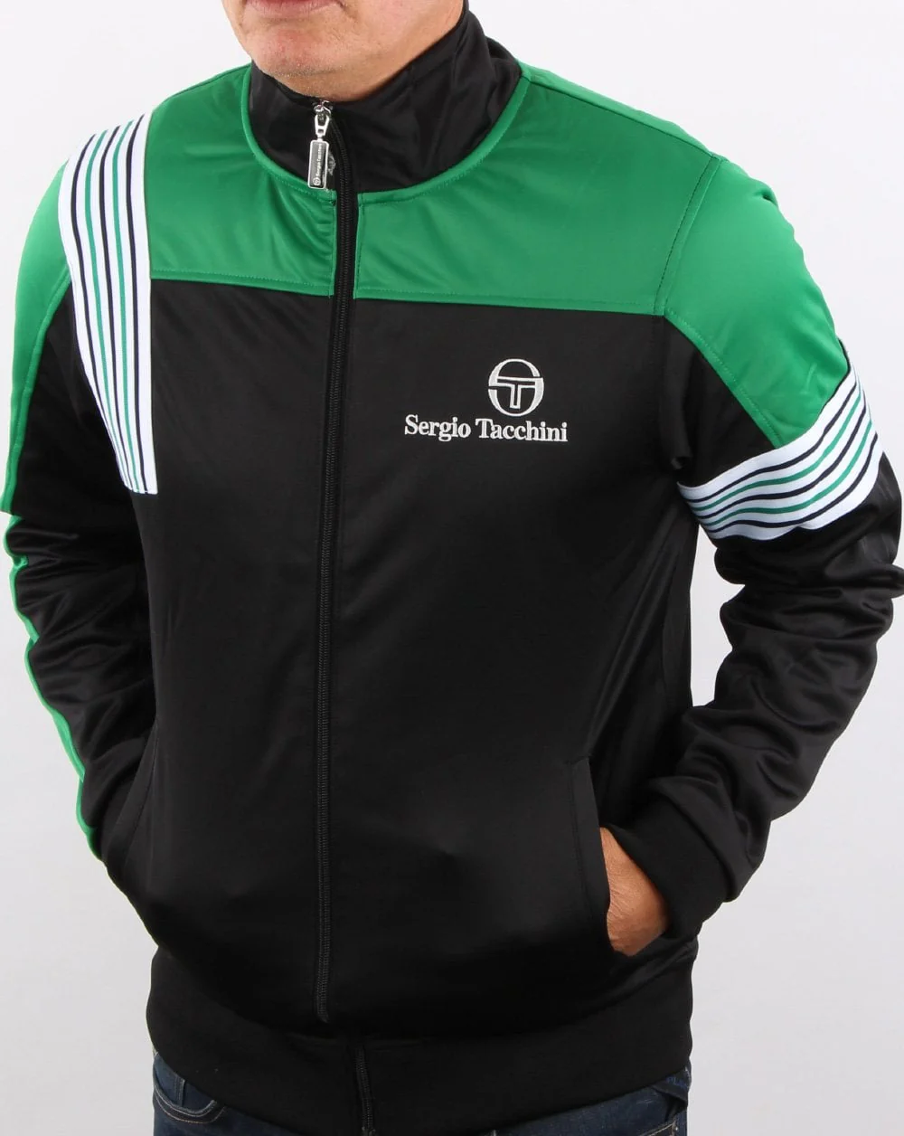 Sergio Tacchini Wilander Track Top Black/Green/White - Image 4