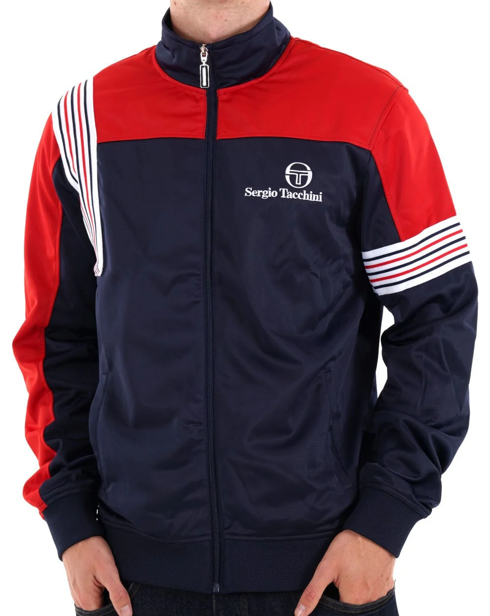 Sergio Tacchini Wilander Track Top Navy Red - Image 2