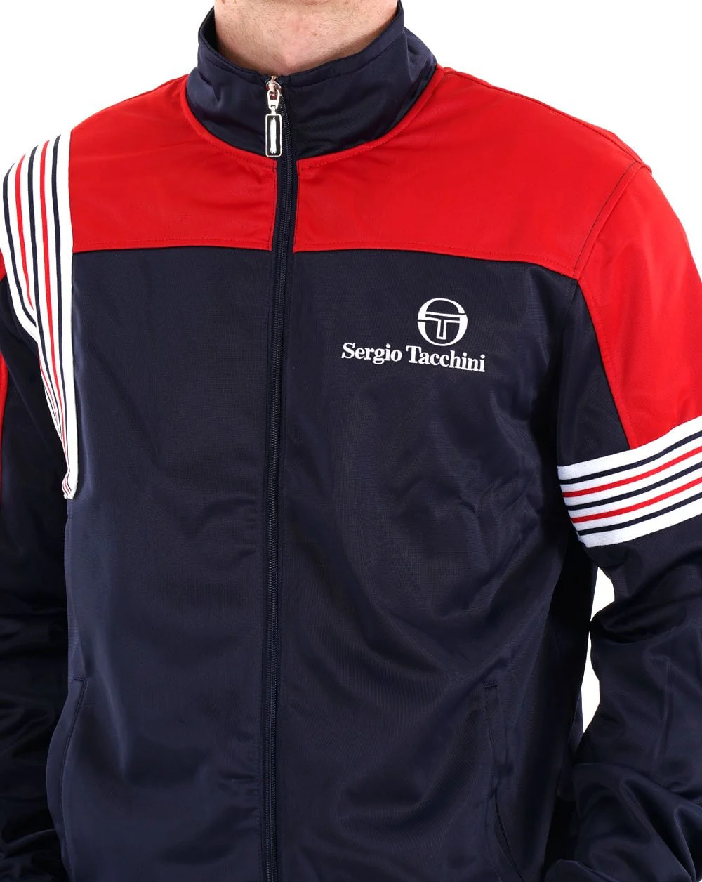 Sergio Tacchini Wilander Track Top Navy Red - Image 3