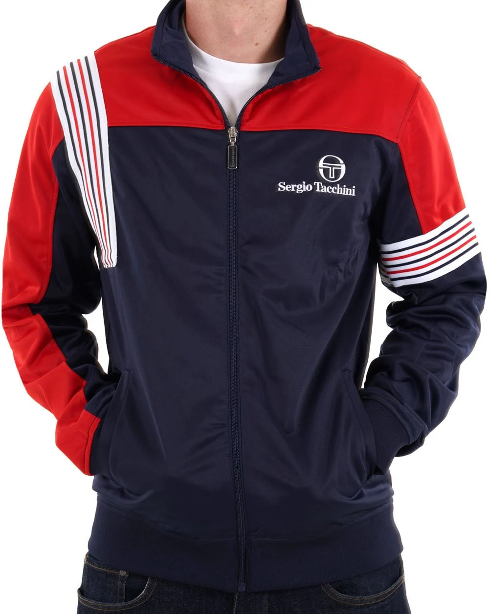 Sergio Tacchini Wilander Track Top Navy Red - Image 4