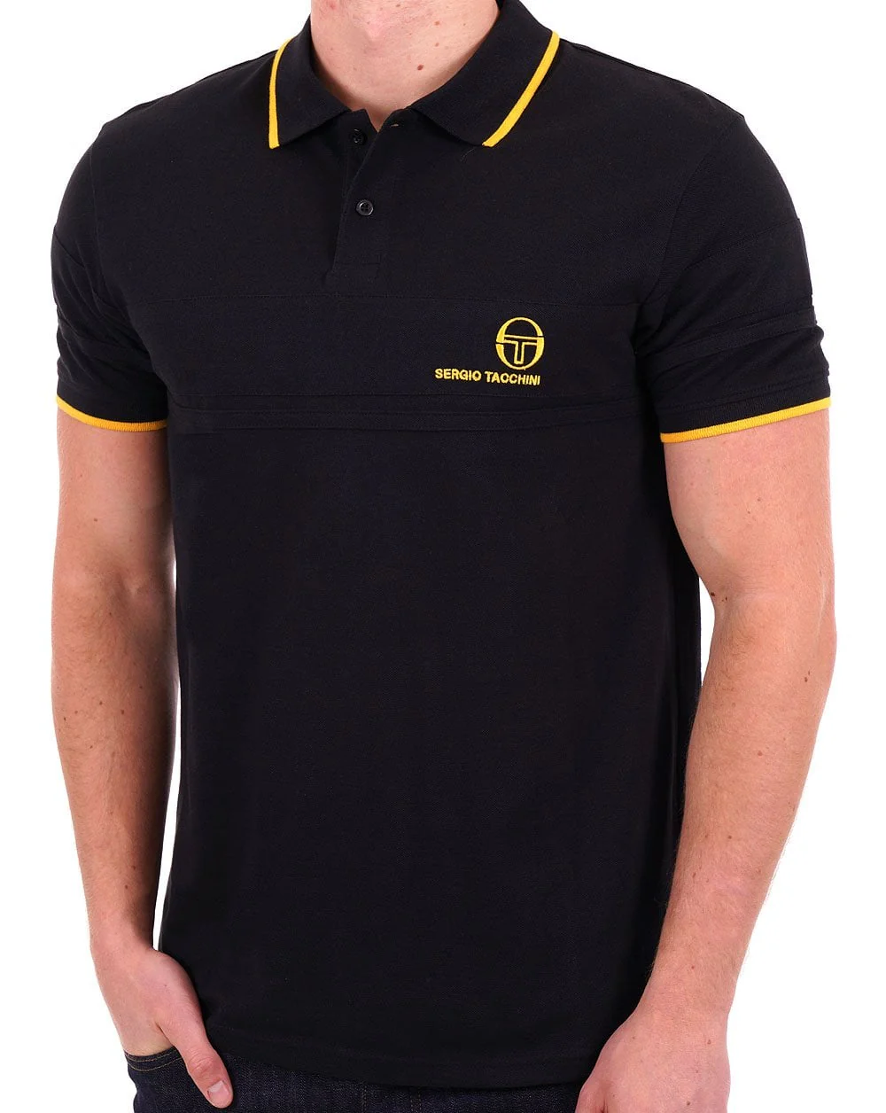 Sergio Tacchini YL Polo Shirt Black/Gold - Image 3