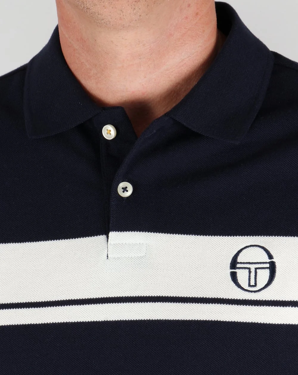Sergio Tacchini Young Line 50th Anniversary Polo Shirt Navy/Ivory - Image 2