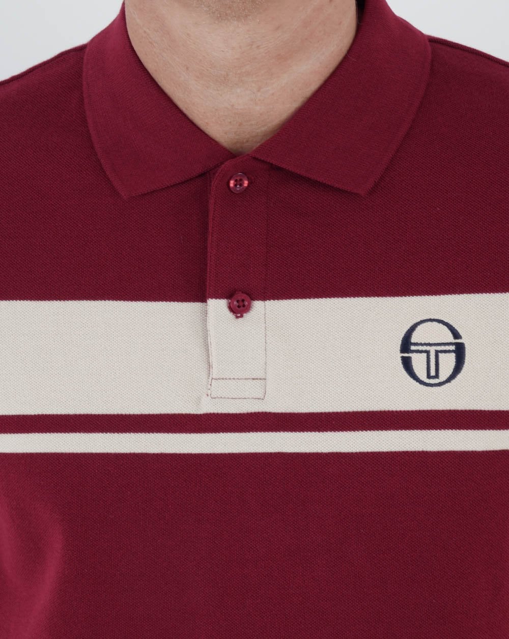 Sergio Tacchini Young Line Polo Shirt Burgundy / Off White - Image 2