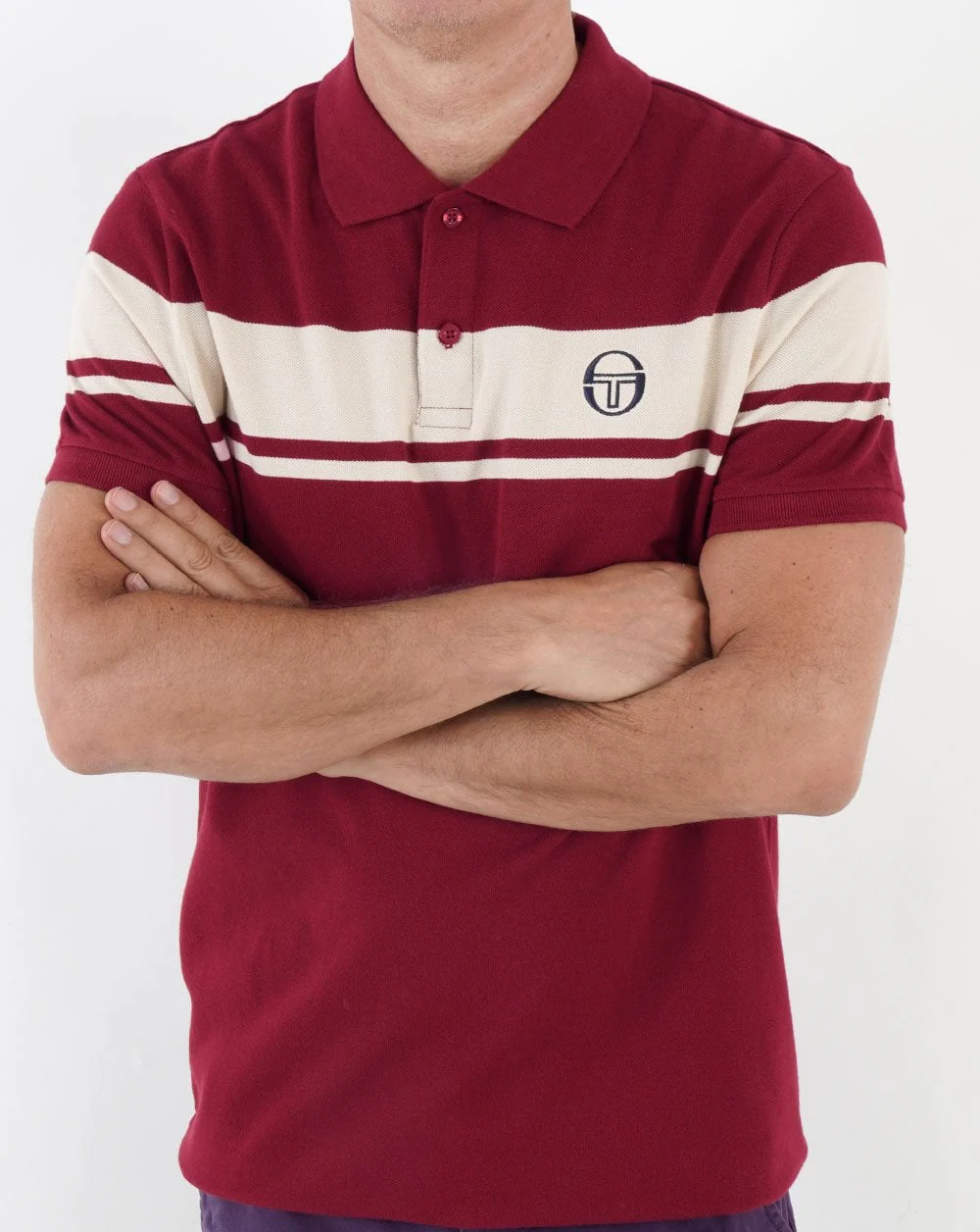 Sergio Tacchini Young Line Polo Shirt Burgundy / Off White - Image 3