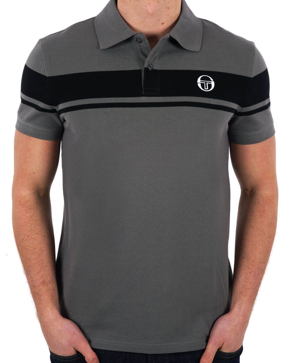 Sergio Tacchini Young Line Polo Shirt Charcoal / Black - Image 3