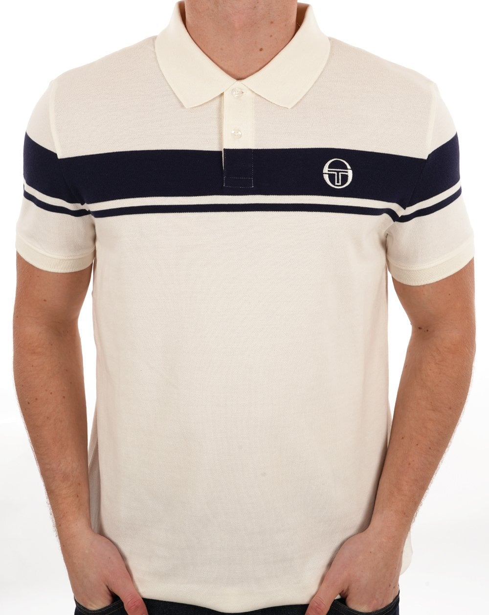 Sergio Tacchini Young Line Polo Shirt Gardenia/Navy Blue