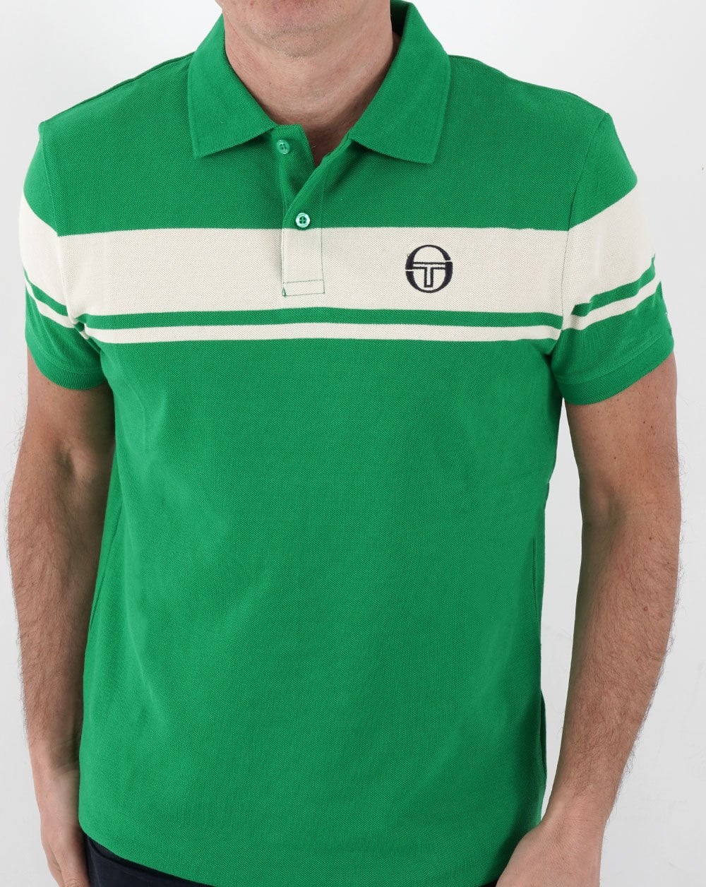 Sergio Tacchini Young Line Polo Shirt Green/Gardenia - Image 3