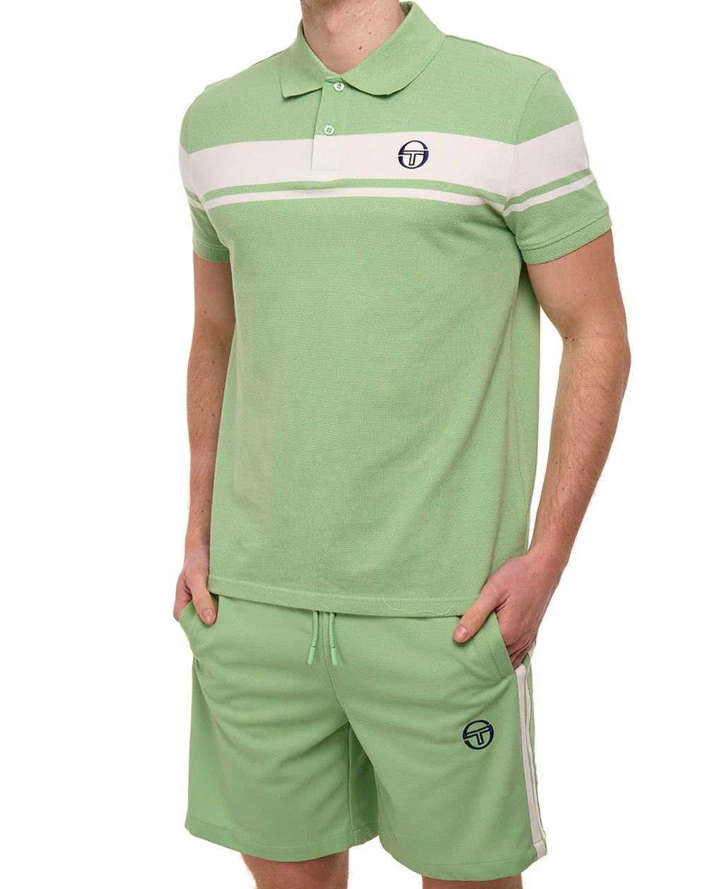 Sergio Tacchini Young Line Polo Shirt Green/Gardenia - Image 2